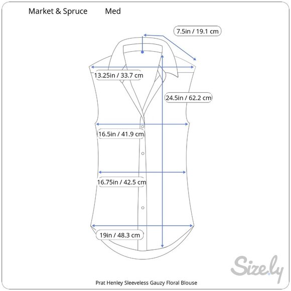 Market & Spruce Prat Henley Sleeveless Turquoise Gauzy Floral Blouse Med - Picture 8 of 8